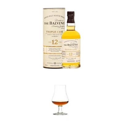 Abbildung von Balvenie 12 Jahre Triple CASK Single Malt Whisky 0,2 Liter (Halbe) + Stölzle Nosingglas für 1 Stück 1610031