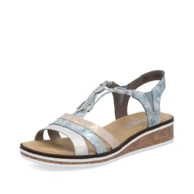 Abbildung von Rieker Riemchensandale, Sommerschuh, Sandalette, Keilabsatz, mit dezenter Schmuckverzierung