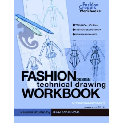 Abbildung von fashion design technical Drawing Workbook for womenswear projects. Croquis style “Bella: journal, sketchbook, organizer