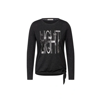 Abbildung von Cecil MIT Artwork Langarmshirt, Damen, Größe: Large, Schwarz