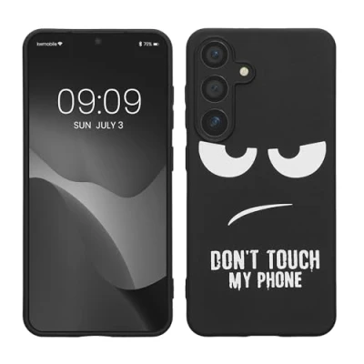 Abbildung von kwmobile Hülle kompatibel mit Samsung Galaxy S25 Handyhülle Silikon Case Don&#039;t Touch My Phone Weiß Schwarz