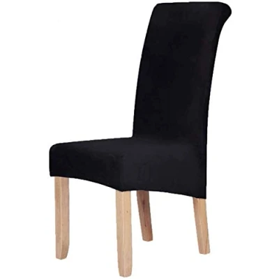 Abbildung von Homaxy Samt Stretch Esszimmer Stuhl Slipcover Set von 4 Spandex Plüsch Kurze deckt solide große Protector Home Decor, schwarz