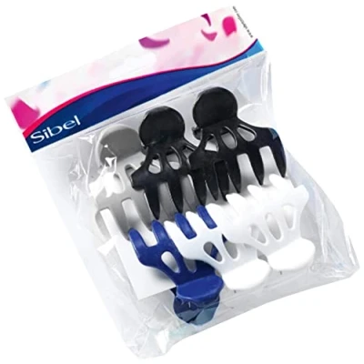 Abbildung von Sibel Roller Clips schwarz, weiß, blau, grau, 1er Pack, (1x 6 Stück)