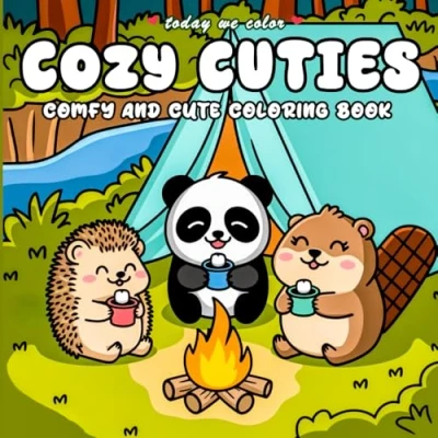 Abbildung von Cozy Cuties: Comfy and Cute Coloring Book for Adults Teens Featuring Simple Creatures Designs Relaxation (Bold &amp; Easy Books)
