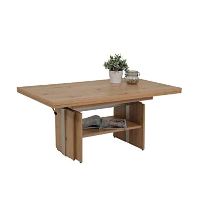 Abbildung von Hela Tische, Couchtisch Wohnzimmertisch Jerome, Holzwerkstoff melaminbeschichtet, Artisan Eiche, ausziehbar 110 177cm, höhenverstellbar mit Lift 53 69cm