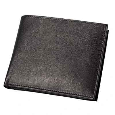 Abbildung von ALASSIO 42246 Geldbörse im Querformat, Herren und Damen Portemonnaie aus Echtleder mit Münzfach, 2 Scheinfächer 7 Kartenfächer für Kreditkarten, Brieftasche in schwarz, ca 10 x 12 cm