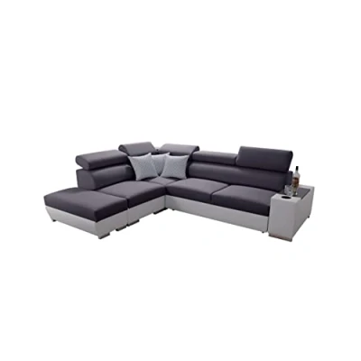 Abbildung von All4All Ecksofa mit Schlaffunktion Prude 282 x 227 cm Schlafcouch Bettkasten Couch L Form Sofa Schlafsofa für 4 Personen Linke Seite Grau/Weiß Modern 26