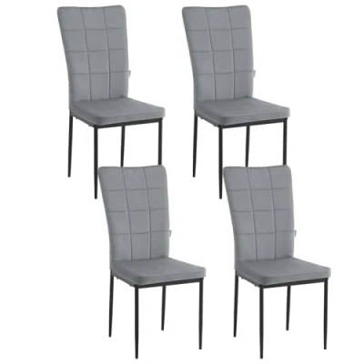Abbildung von WOLTU Esszimmerstühle 4er Set, Küchenstuhl Polsterstuhl Wohnzimmerstuhl, Stuhl Esszimmer Modern, gepolsterter mit hoher Rückenlehne, aus Samt, Metallbeine, Dunkelgrau, EZS22dgr 4