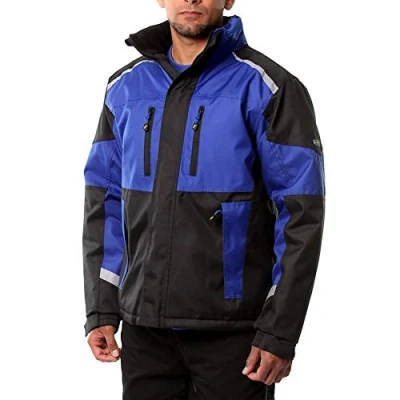 Abbildung von Goodyear Herren Arbeitskleidung Arbeitssicherheit wasserdicht winddicht atmungsaktive thermische polare Wärme gepolstert Canvas Jacke Mantel, schwarz / königlich, XL