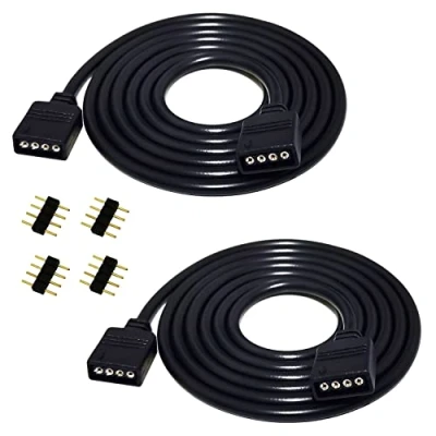Abbildung von LITAELEK 2pcs 2.5m RGB LED Streifen Verlängerungskabel 4 polig Band Verlängerung Kabel 5050 3528 2835 Strip Extension Cord Stripe Cable Verbinder Anschluss, Schwarz