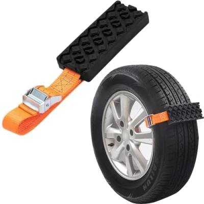Abbildung von Anfahrhilfe Wohnmobil Recovery Tracks Schnee Offroad Traktionsband Traktionsmatte Traction Mats Gripmatte Sand Reifenleiter für Auto LKW SUV (17.5 * 8 cm)