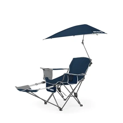 Abbildung von Sport Brella Herren Reclining Recliner Chair, für Entspannen, LeichtFußstützeSeitentasche, Edelstahl, Midnight Blue, L x W H 8.00 39.00 Inches
