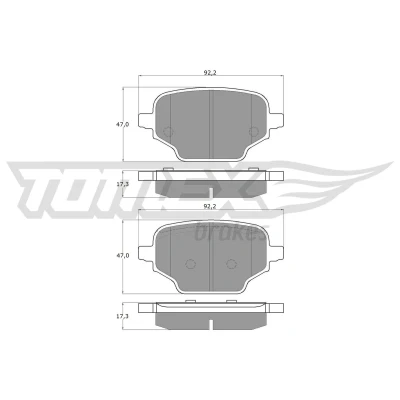 Abbildung von TOMEX brakes TX 19 92 Bremsbelagsatz Hinterachse inkl. Verschleißwarnkontakt OPEL: Combo E Kasten / Kombi, Großraumlimousine