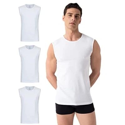 Abbildung von Burnell &amp; Son Unterhemd Herren Ärmellos mit Rundhals 3er Pack Muskelshirts aus Baumwolle Slim Fit Weiss XL