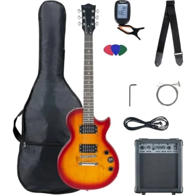 Abbildung von McGrey E Gitarre Rockit elektrische Gitarre, Single Cut, Komplettset 4/4, 8 St., inkl. Verstärker, Tasche, Stimmgerät, Plektren, Gurt und Kabel, 10 Watt (RMS) Gitarrenverstärker inklusive!