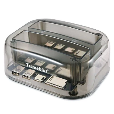Abbildung von Tccmebius Festplatten Dockingstation, TCC S865 DE USB 3.0 an SATA IDE Dual Slots Externe Festplattenleser Mit Kartenleser und 2 Anschlüsse Hub Zum 2,5 3,5 Zoll I / II III HDD SSD