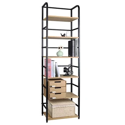 Abbildung von Woltu Standregal, Standregal mit 6 Ablage 50x30x176cm Eiche Hell