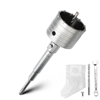 Abbildung von 80MM Hohl Bohrkrone Set mit SDS plus Adapter 220mm und Zentrierbohrer 8x110mm,Bohrkrone Steckdose für Mauerwerk Beton