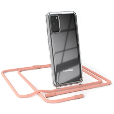 Abbildung von EAZY CASE kombinierbare Handyketten kompatibel mit Samsung Galaxy S20 / 5G, Transparente Silikon Hülle Umhängeband, abnehmbar durch abschraubbare Endstücke, Hülle, Handykordel, Korall