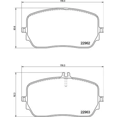Abbildung von BREMBO P 50 149 Bremsbelagsatz für Verschleißwarnanzeiger vorbereitet mit Bremssattelschrauben, Anti Quietsch Blech Zubehör MERCEDES BENZ: GLS