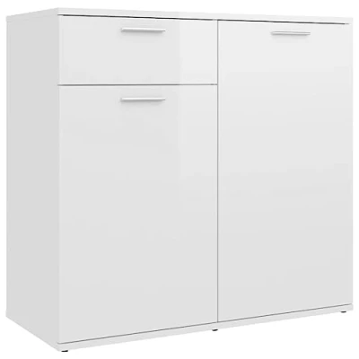Abbildung von vidaXL Sideboard mit 2 Türen 1 Schublade Kommode Anrichte Mehrzweckschrank Beistellschrank Schrank Standschrank Hochglanz Weiß 80x36x75cm Holzwerkstoff