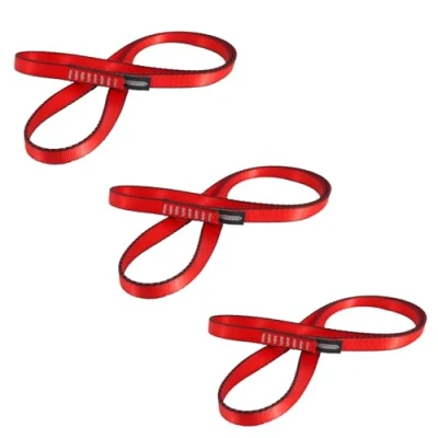 Abbildung von NewDoar Kletterschlinge 16 mm Nylon Schlingenläufer 22 KN 4840 LB Kletterseil zum Klettern, Erstellen von Ankersystemen, Abseilausrüstung, perfekt für Baumarbeiten Red/120/3