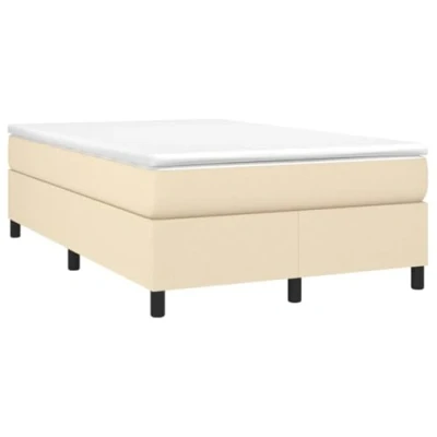 Abbildung von vidaXL Bettgestell, Polsterbett Bett für Schlafzimmer, Bettrahmen mit Lattenrost, Schlafzimmerbett Doppelbett, Creme 120x200cm Stoff
