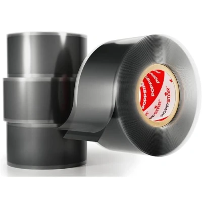 Abbildung von POPPSTAR 4x 3m selbstverschweißendes Silikonband, Silikon Tape Reparaturband, Isolierband und Dichtungsband (Wasser, Luft), 25mm breit, schwarz