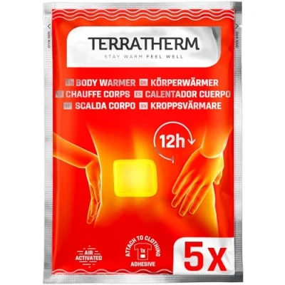 Abbildung von TerraTherm Wärmepflaster Rücken, Nacken und Schulter 12h wohlige Tiefenwärme, Rückenwärmer Körperwärmer selbstklebend luftaktiviert 5 Stück