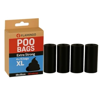 Abbildung von Flamingo Kotbeutel für Hunde XXL Größe 28x35 cm Super stark &amp; Heavy Duty 60 Stück Extra groß, reißfest hygienisch