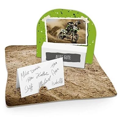 Abbildung von itenga Geldgeschenk I Motiv Motocross/Rennen Geburtstag Mitbringsel Gutschein Geschenkverpackung mit Bodenplatte, Geschenkkarte und Stickerbogen zum Basteln Dekorieren