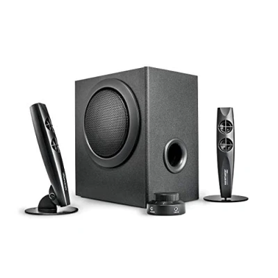 Abbildung von Wavemaster STAX 2.1 Lautsprecher System (46 Watt) Aktiv Boxen für TV/Tablet/Smartphone/PC schwarz (66201)