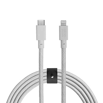 Abbildung von Native Union Belt Cable USB C auf Lightning 10ft Ultrastarkes, Verstärktes Kabel [MFi Zertifiziert] kompatibel mit iPhone 14, 14 Plus, Pro, Pro Max, 13 (Wolkenweiß)