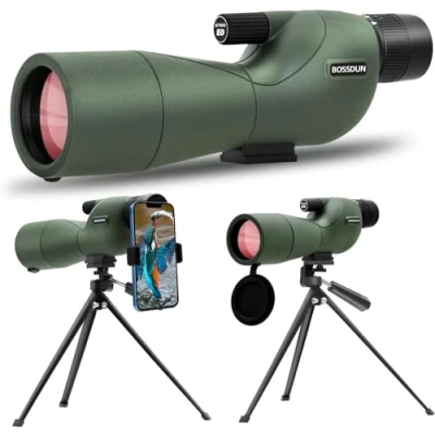 Abbildung von 25 75X60 Spektive für Zielschießen, Jagd, Vogelbeobachtung, Wildtierbeobachtung. Low Light Vision Spektiv mit Metall Stativ, Telefon Adapter, Tragetasche, BAK4 Prisma, FMC Objektiv, beschlagfrei (60G)