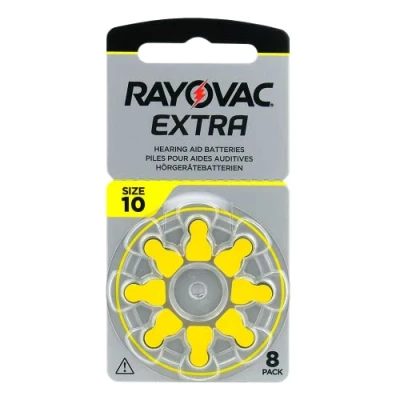 Abbildung von Rayovac Extra 10, 8 Stück, Hörgerätebatterien, hohe Leistung, Zink Luft Batterien, 1 Blisterkarte, gelb 10AUX 8XEMF
