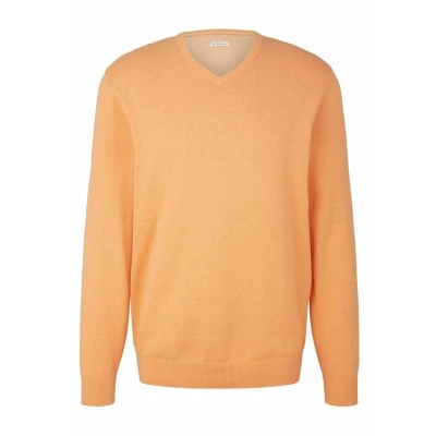 Abbildung von TOM Tailor Basic Vneck Strickpullover Mandarin orange melange, Herren, Größe: XL, melange