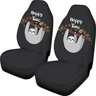 Abbildung von SEANATIVE Sitzschoner Staubdicht Kissenbezug Auto Vordersitzschoner Multifunktions Set 2 Happy Time Faultier Design