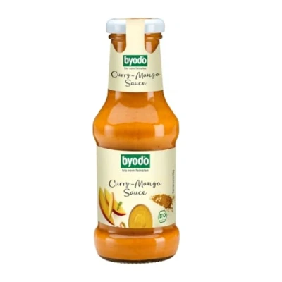 Abbildung von Byodo Bio Curry Mango Sauce, 2 x 250 ml Exotisch Fruchtig, 100% Zutaten, Glutenfrei, Vegetarisch, Ideal als Dip &amp; Marinade, Harmonische Blend aus