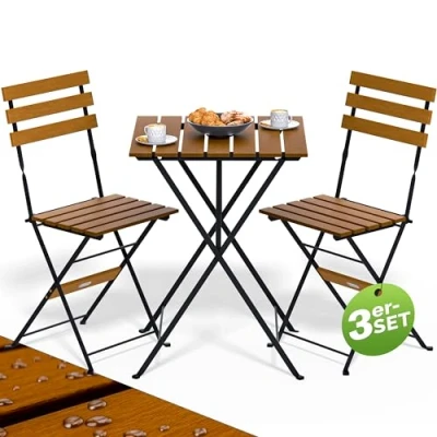 Abbildung von Casaria® Balkonmöbel Set 2 Personen Wetterfest FSC® Zertifiziert 3 TLG Holz Vormontiert Klappbar 160kg Belastbar Akazie Balkon Garten Terrassenmöbel