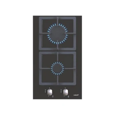 Abbildung von CATA SCI 3002 BK Gaskochfeld Farbe Schwarz 2 Gasbrenner Elektronische Zündung Gusseisen Grills Bereit für Erdgas Leistung 4kW Breite 30 cm