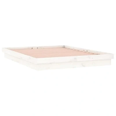Abbildung von vidaXL Massivholzbett mit LEDs Bettgestell Bett Holzbett Doppelbett Lattenrost Bettrahmen Schlafzimmerbett Schlafzimmermöbel Weiß 120x200cm