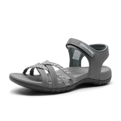 Abbildung von DREAM PAIRS Damen Sportsandalen mit gepolstertem EVA Fußbett &amp; rutschfester Gummisohle, Atmungsaktive Outdoor Sandalen für Strand, Wandern Alltag,Size 38,Grau,DWUMST2504