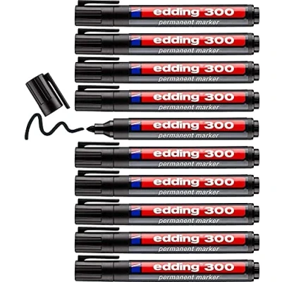Abbildung von edding 300 Permanentmarker 1,5 3,0 mm schwarz 10 Stück