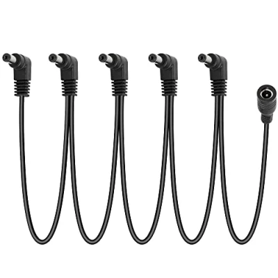 Abbildung von GELRHONR Daisy Chain Stromkabel, 1 auf 5 Wege Kabel Gitarren Effektpedal Netzteil Splitter Kabel, DC5521 9V 2A Splitterkabel mit rechtwinkligem Winkel 4.2Ft