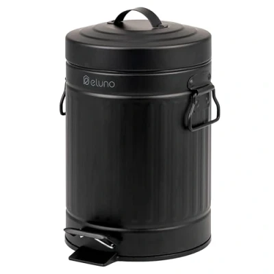 Abbildung von eluno Kosmetikeimer VINTAGE, Treteimer 3 Liter aus schwarzem Metall