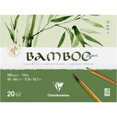 Abbildung von Clairefontaine 975914C Block Bamboo Aquarelle, einseitg geleimt, 20 Blatt Bambuspapier 250g, 30x40cm, 1