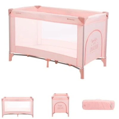 Abbildung von Kikkaboo Reisebett so gifted eine Ebene, weiche Matratzenauflage, Seiteneingang, Farbe:rosa pink