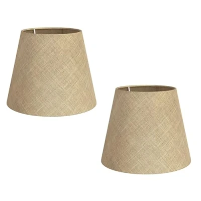 Abbildung von ledscom.de 2 Stück Lampenschirm, Leinen, Jute, Hanf, Textil, Stoff, natur beige, 200mm Ø