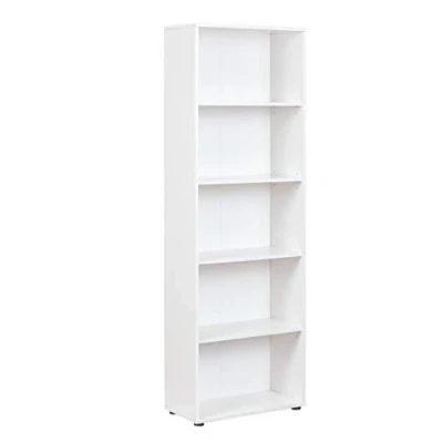 Abbildung von Inter Link Bücherregal Standregal 5 Fächer Höhenverstellbare Böden Holzregal Wohnzimmer Arbeitszimmer Büro Arco 4 Masse in cm T: 30 x B: 60 H: 180 Farbe Weiß