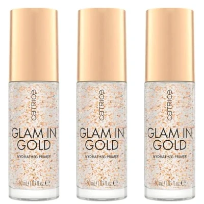 Abbildung von Catrice Glam In Gold Hydrating Primer, Nr. 010, Transparent, feuchtigkeitsspendend, glättend, pflegend, natürlich, vegan, ölfrei, ohne Parfüm, Alkohol, 3er Pack (3x30ml)